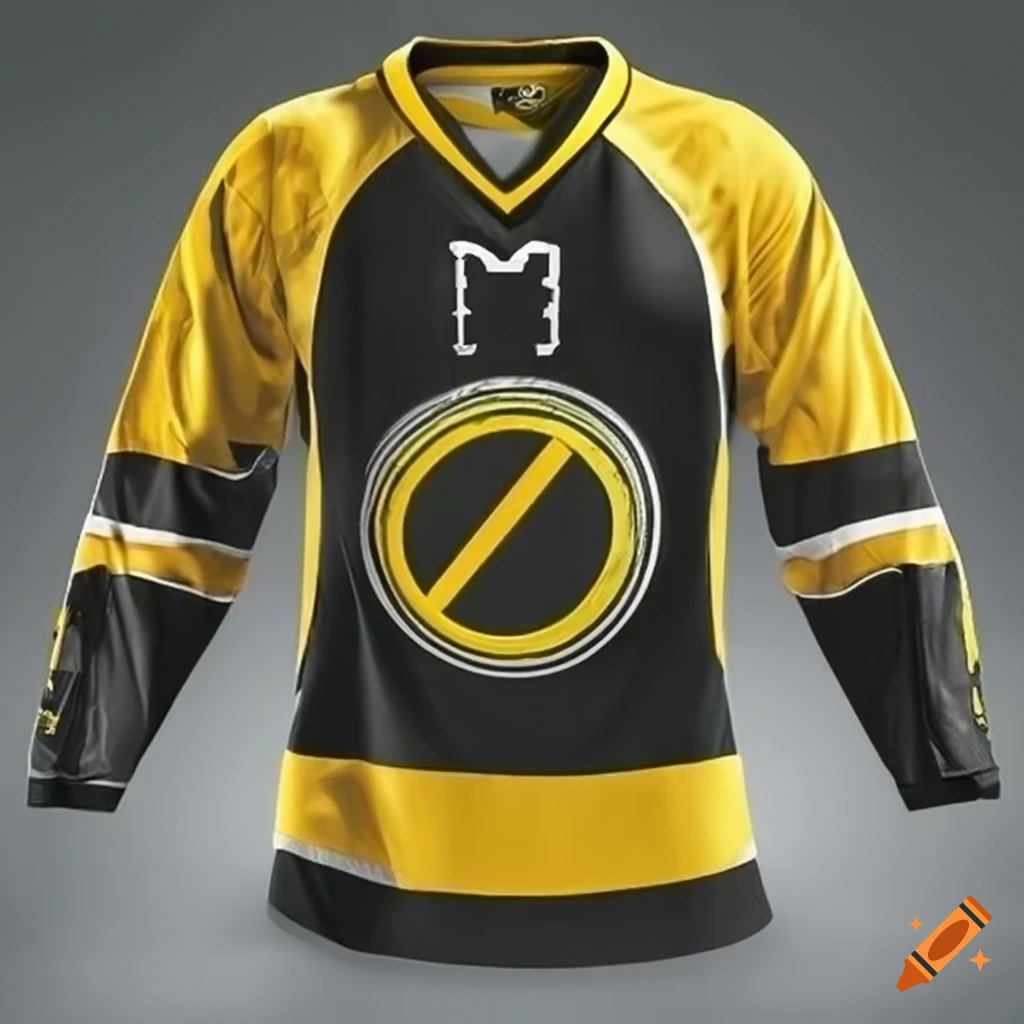 Black and yellow ice hockey jersey