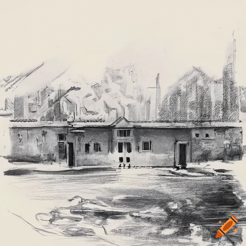 Sketch of the Catroja Civil Guard barracks in 1960s Spain