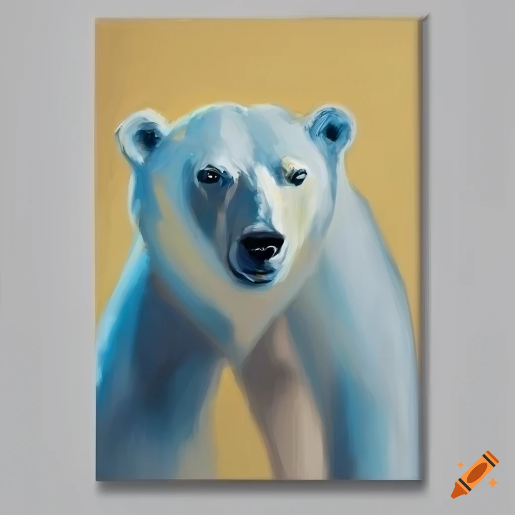 Minimalist Scandinavian oil painting of a polar bear in warm colors