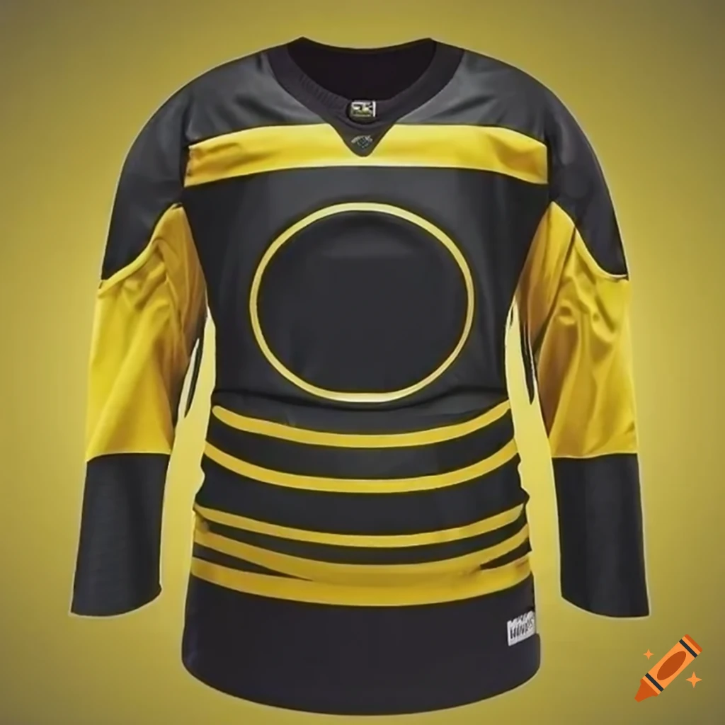 Yellow and black ice hockey jersey
