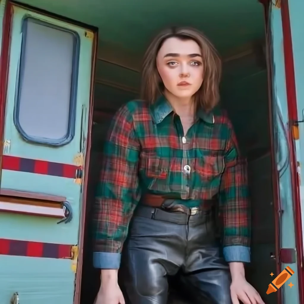 Actress maisie williams lookalike standing relaxed in a doorway