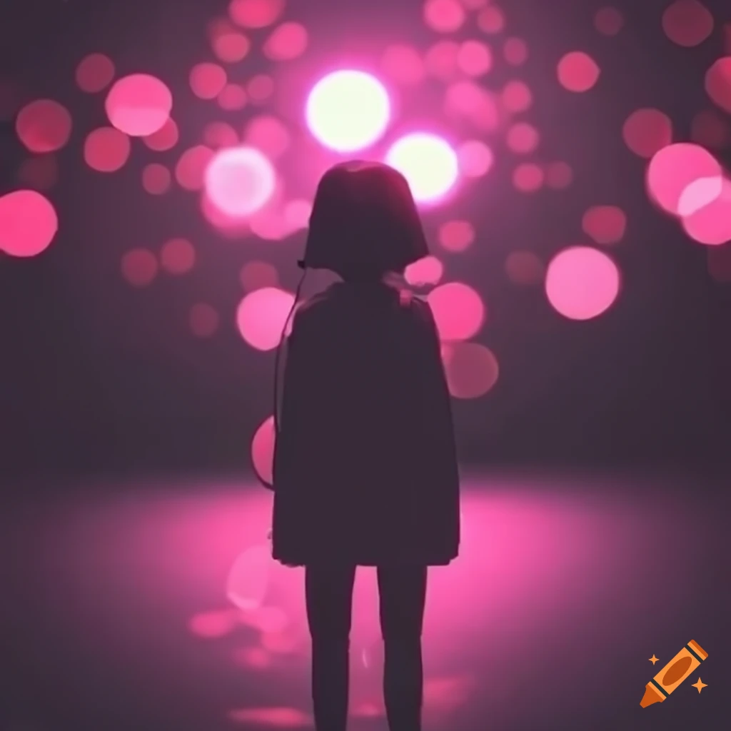 Bokeh effect with black and pink colors in a videogame style