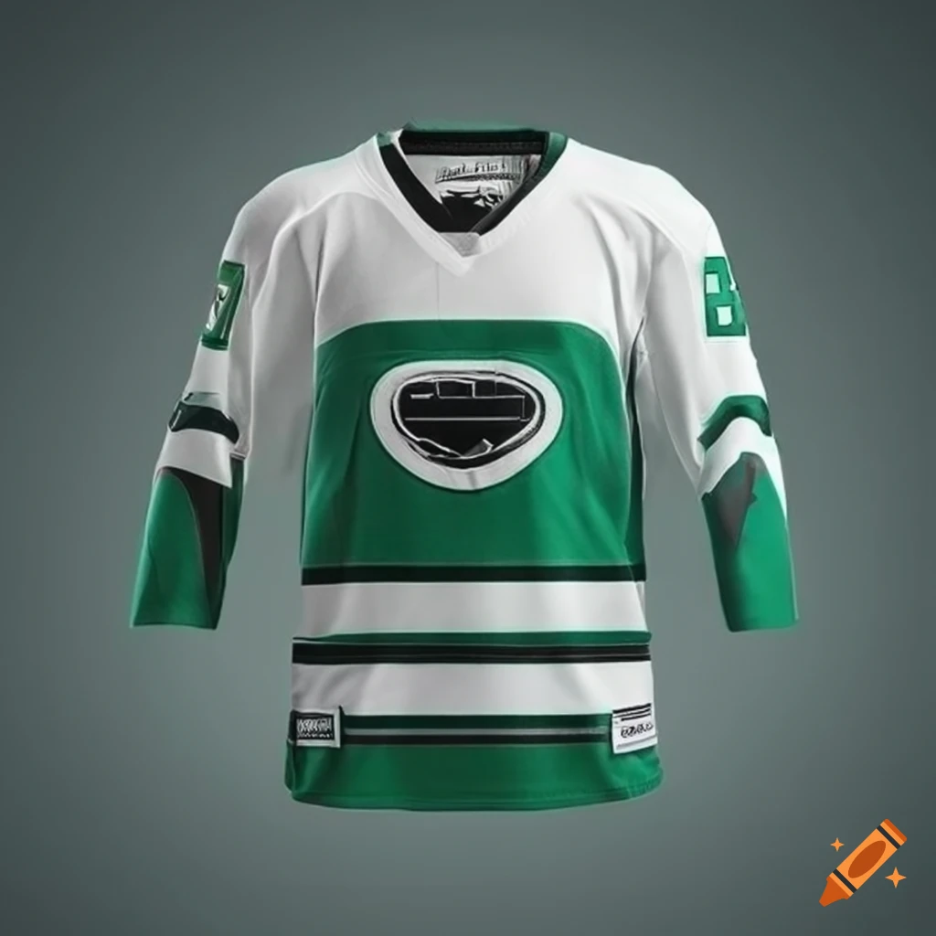 Green, white, and black ice hockey jersey