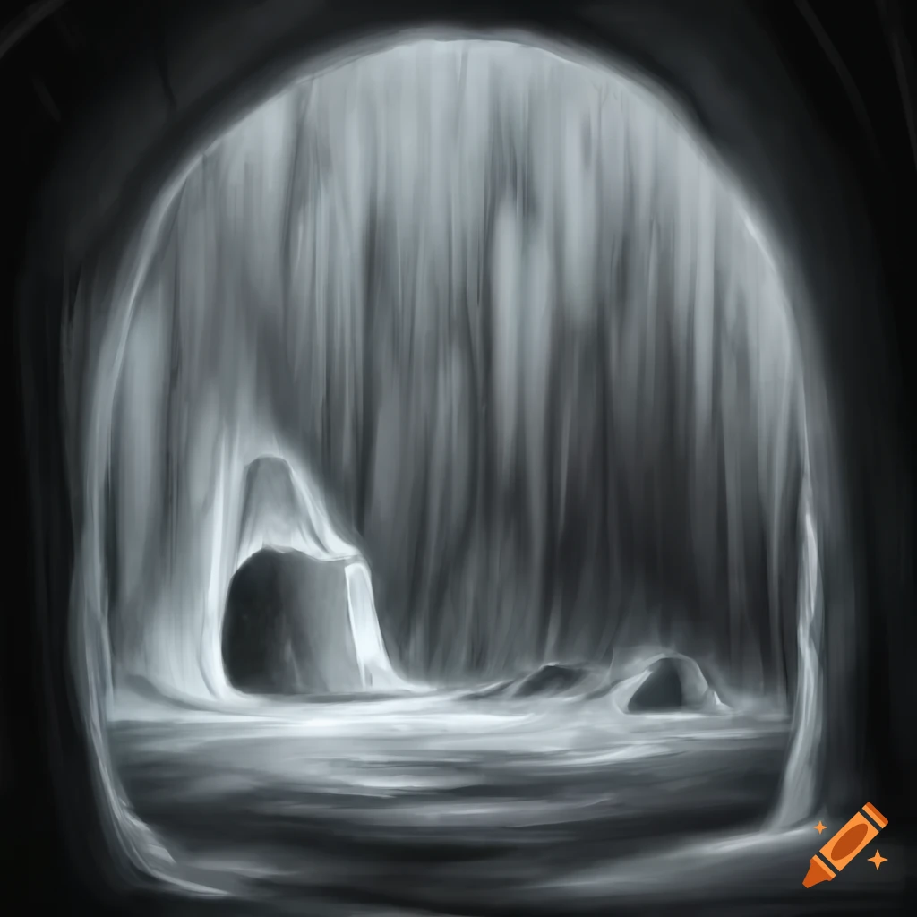 Dense snow biome with a futuristic ice cave and metal gate, portrayed