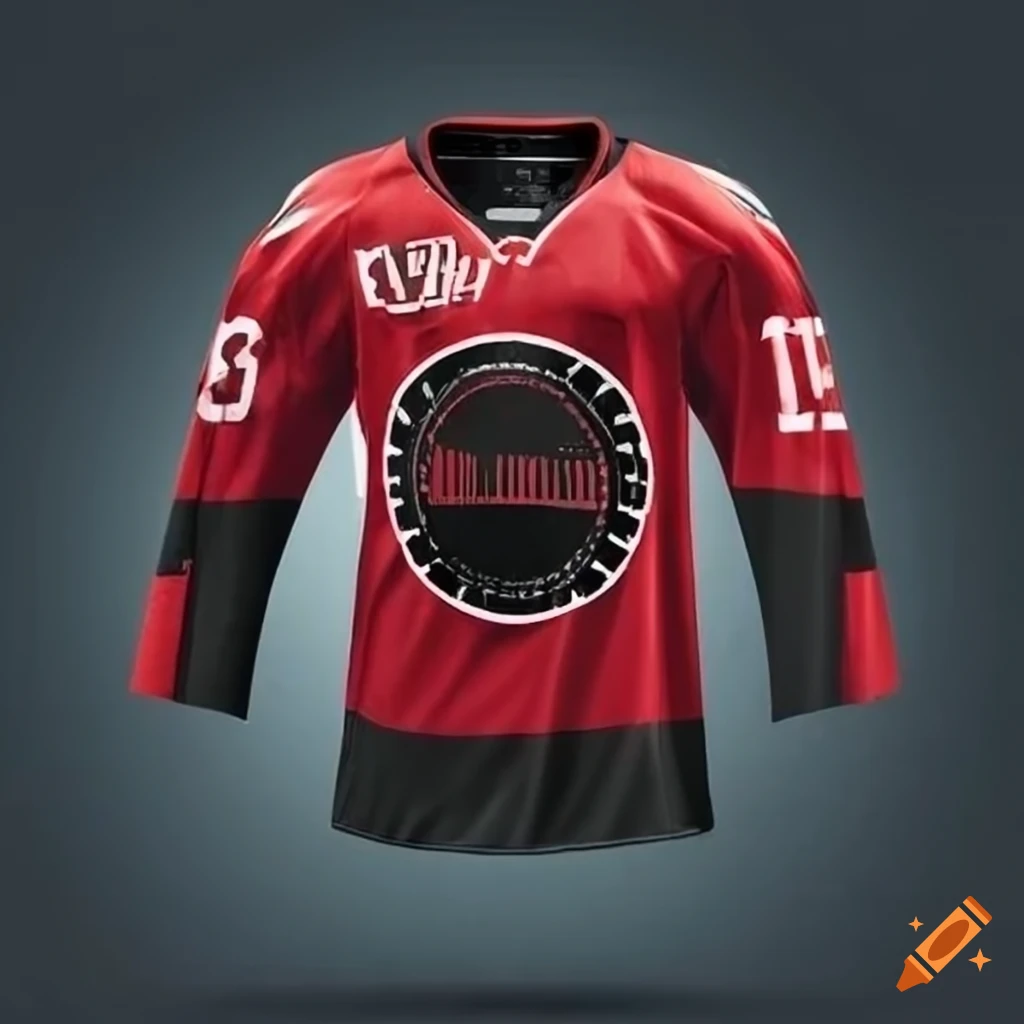 Black and red ice hockey jersey on Craiyon