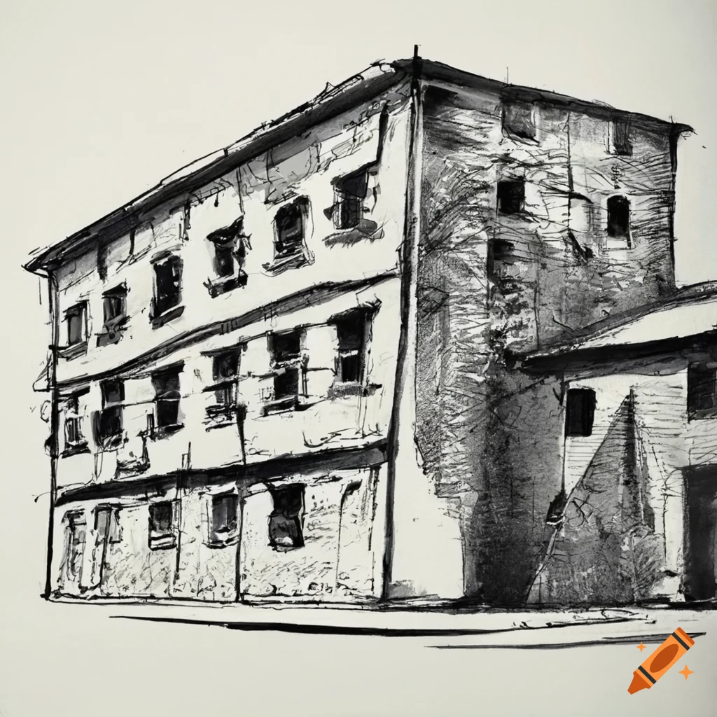 Sketch of the Catroja Civil Guard barracks in 1960s Spain