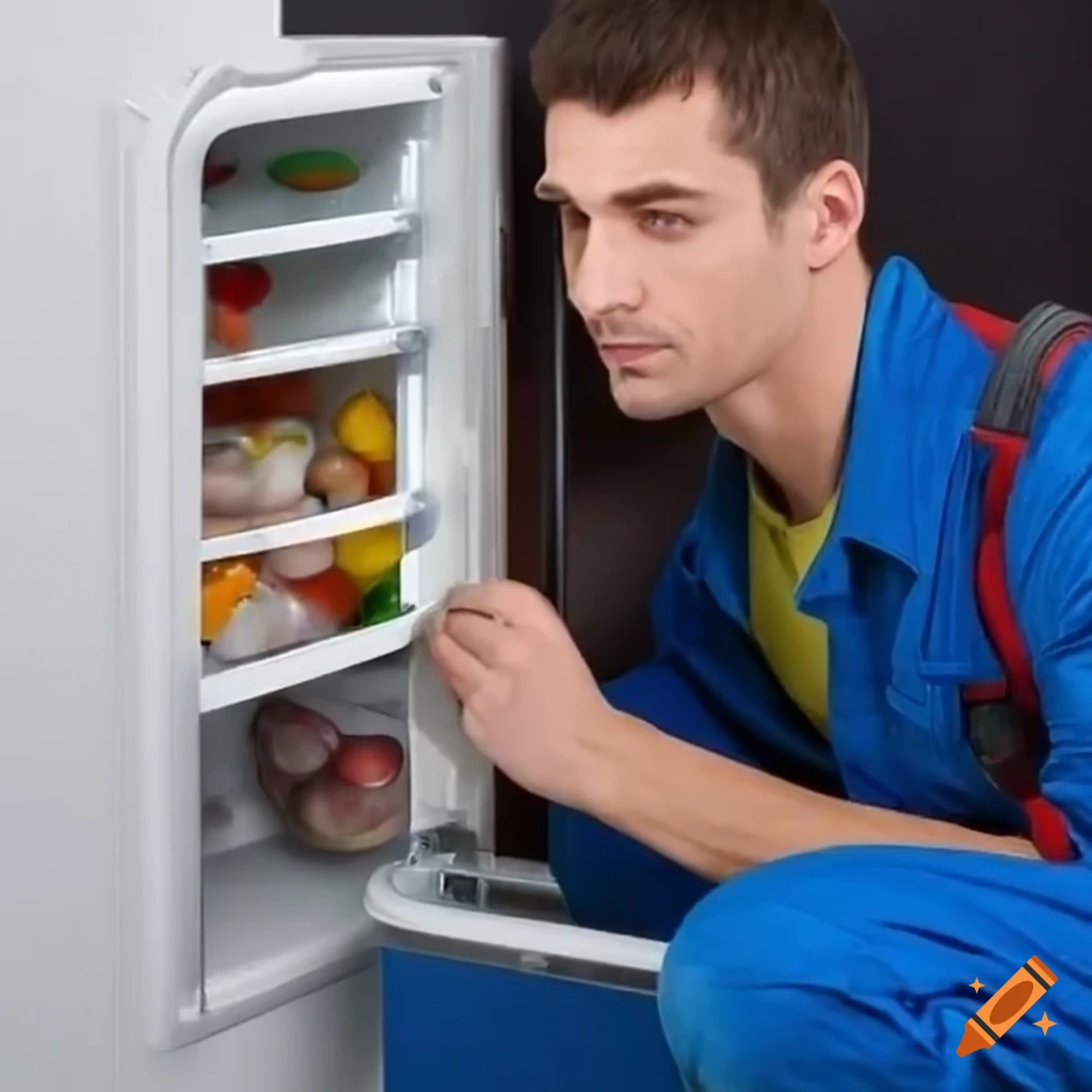 Man fixing refrigerator on Craiyon