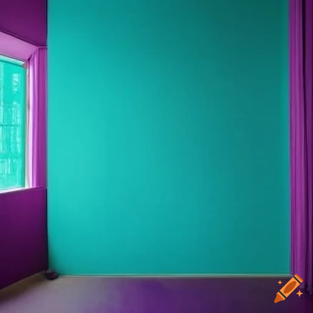 Square room with turquoise and vivid purple walls