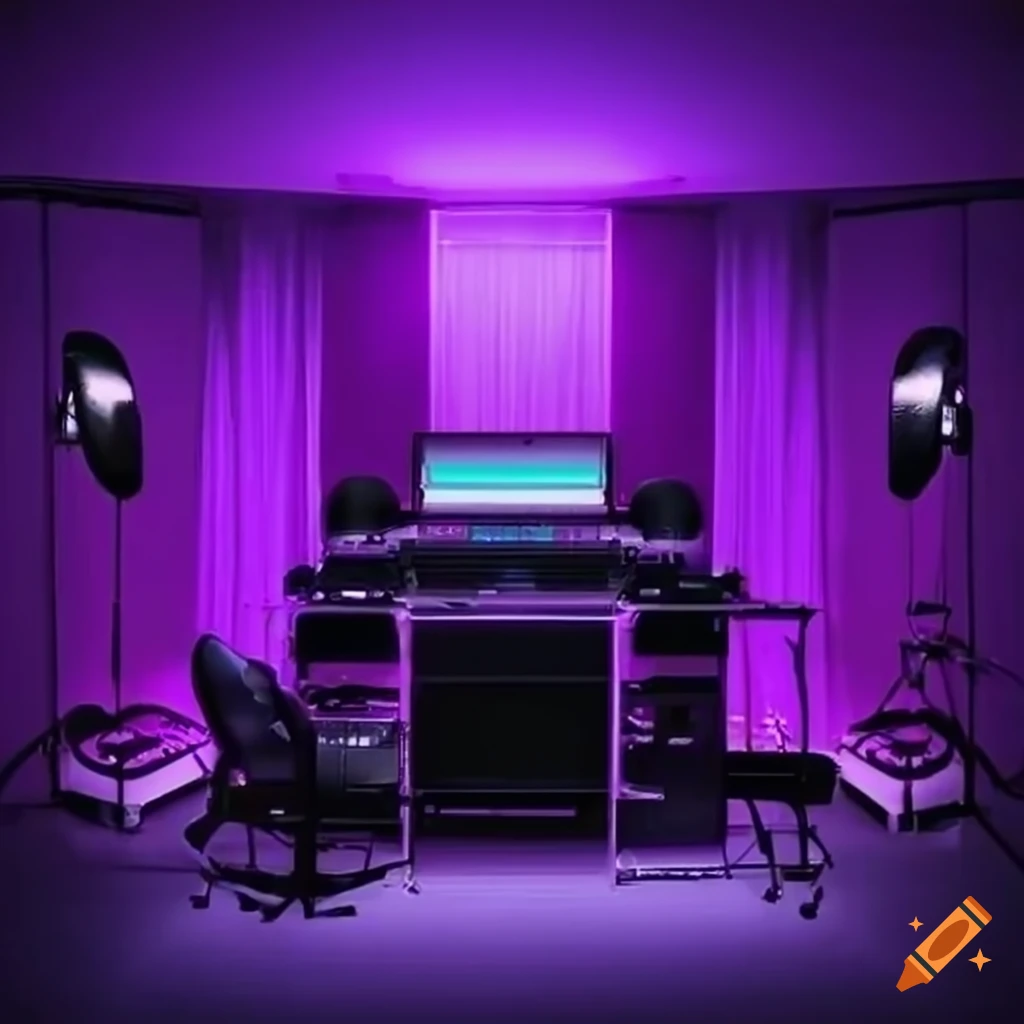 Purple neon recording studio