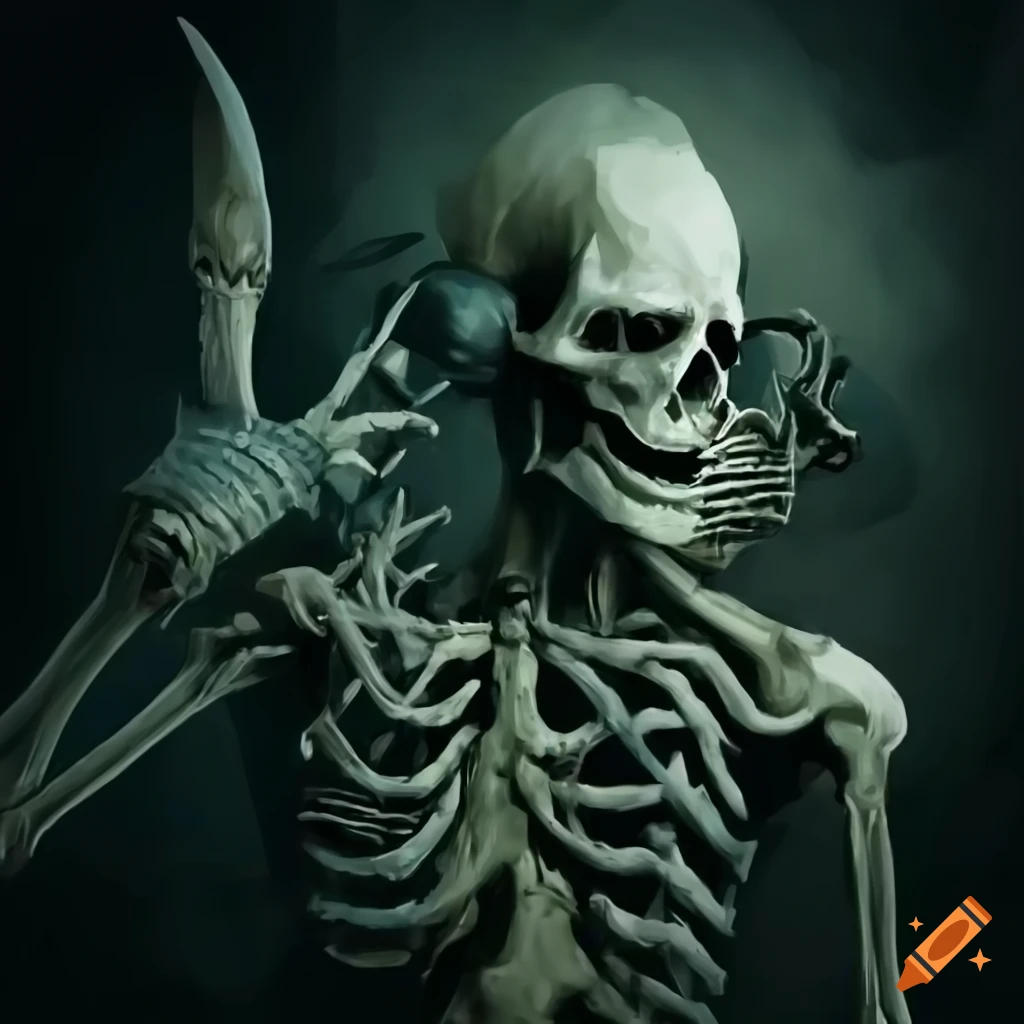 Skeleton warrior in a dungeon labyrinth