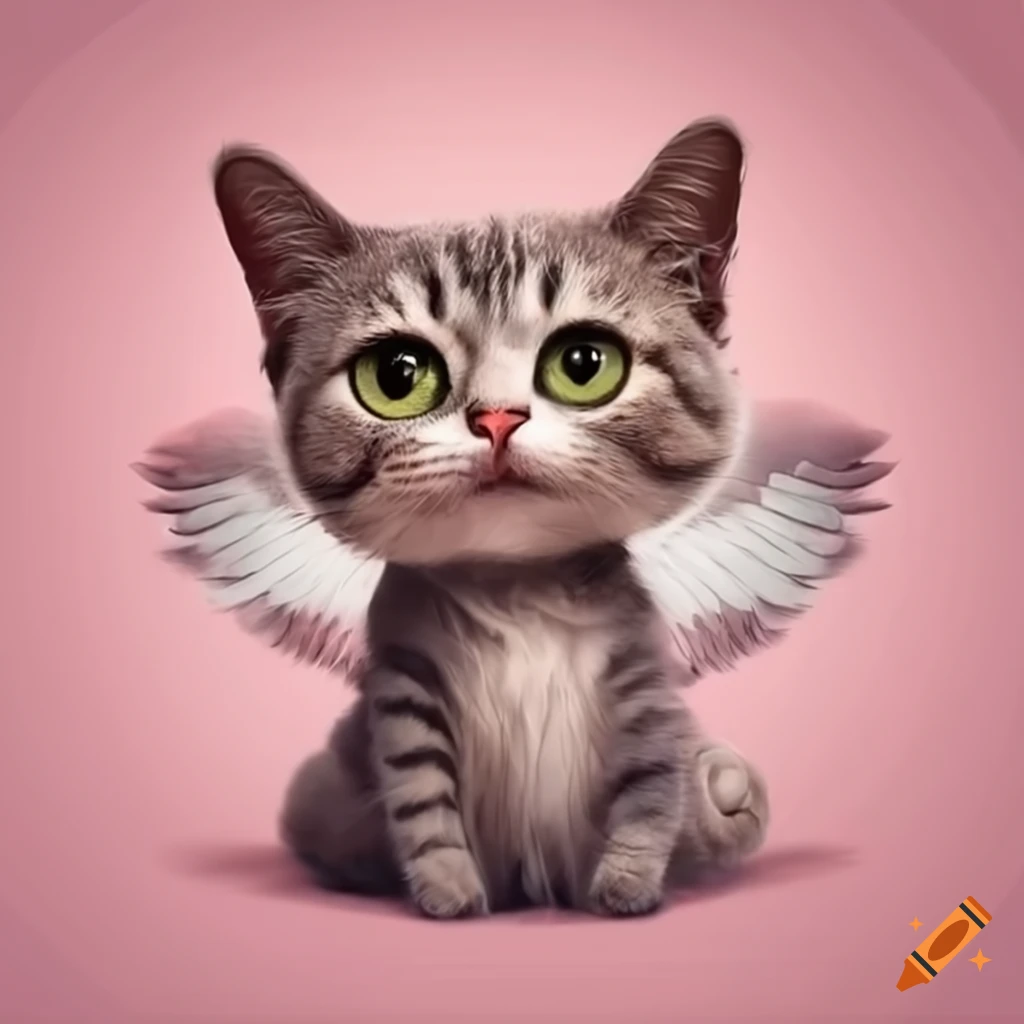 Happy cat with angel wings