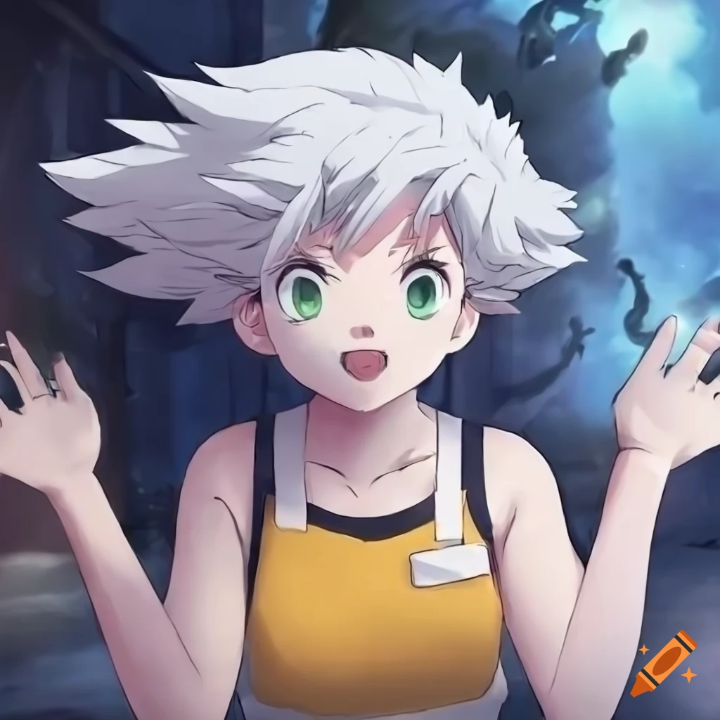Misty from Pokemon depicted as a demon with white hair like Daki