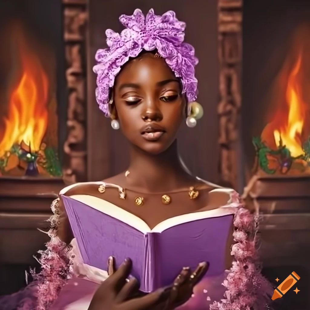 Portrait of African princess girl with detailed eyes and pearl earrings
