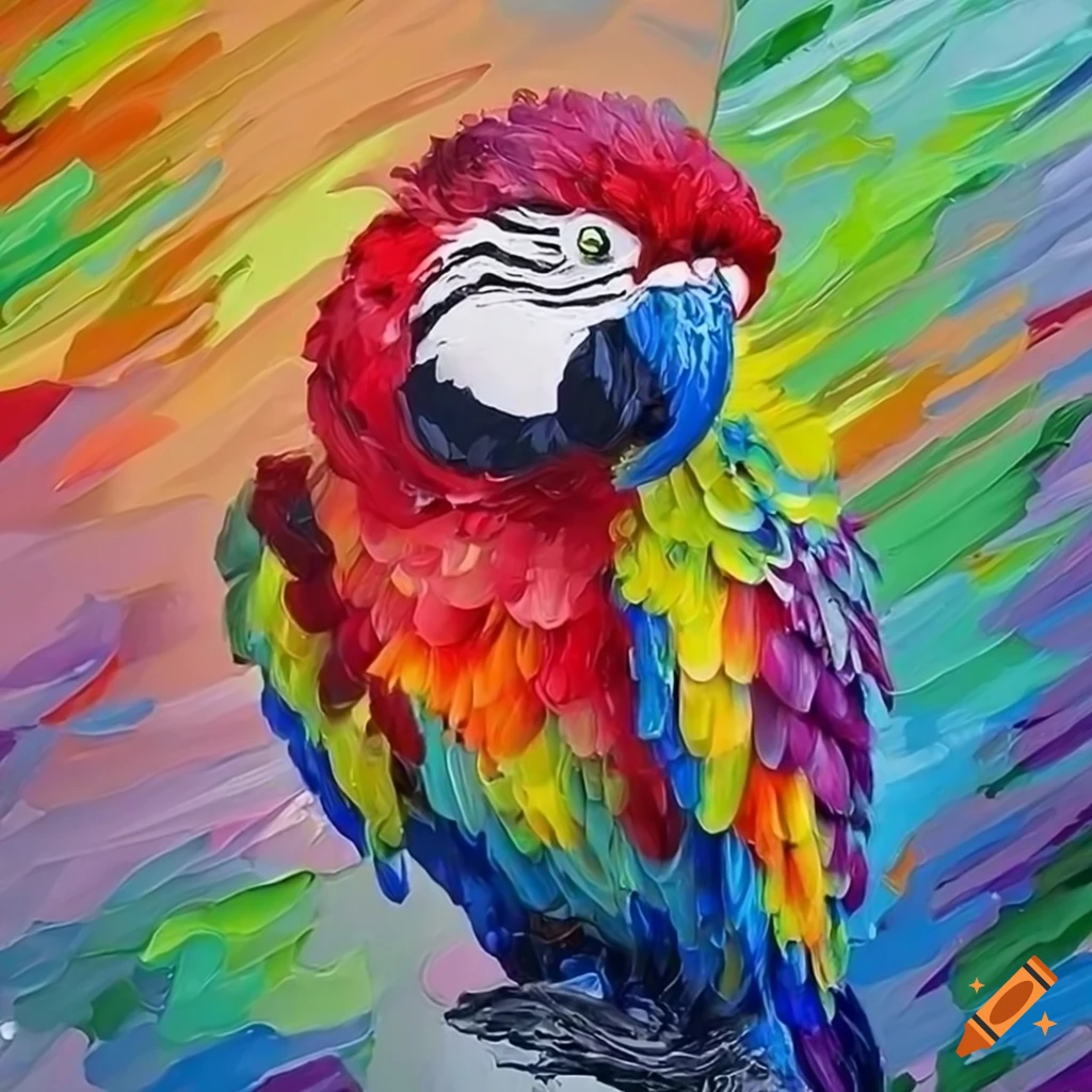 Palette knife painting with vibrant colors and fluffy texture