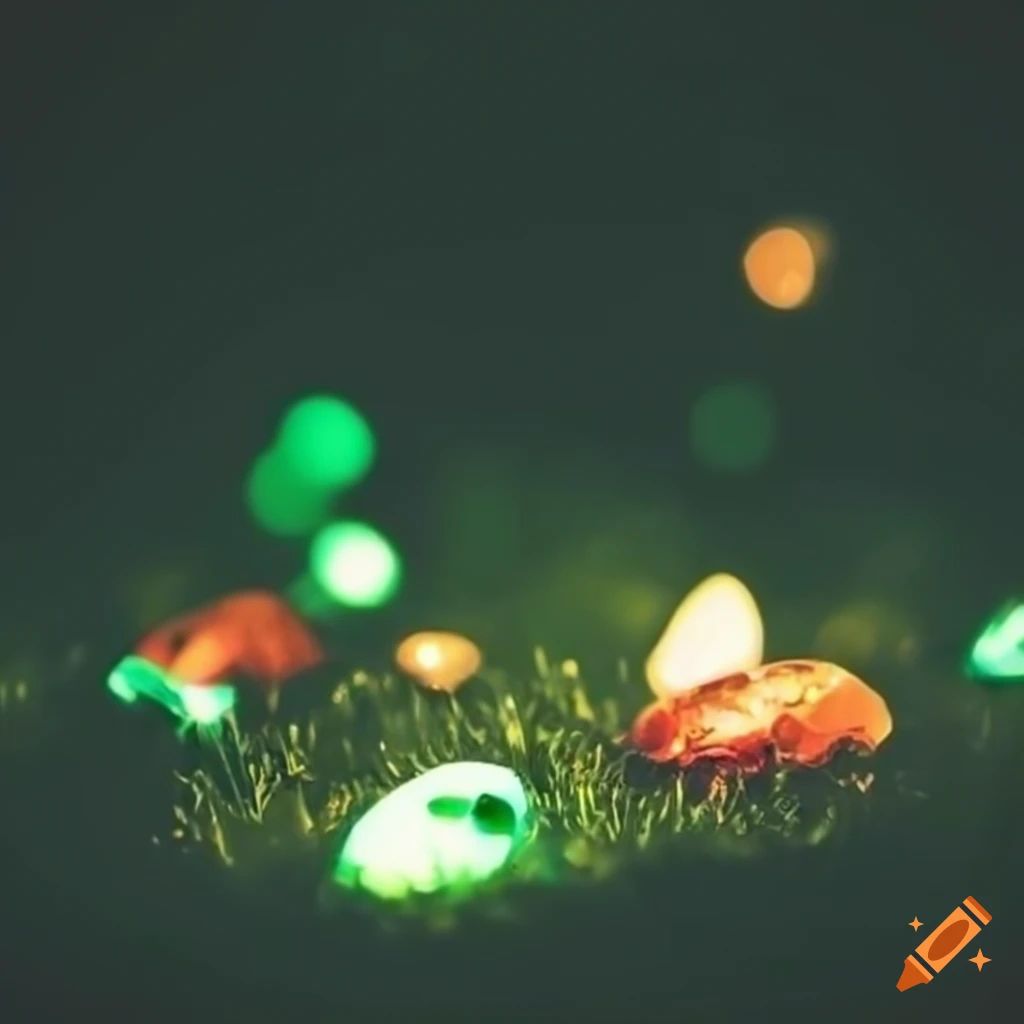 Glowing gemstones scattered on grass