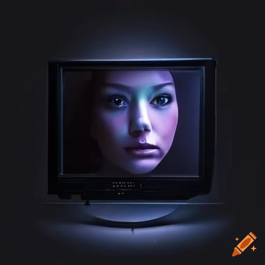 Crt monitor with a female face on Craiyon