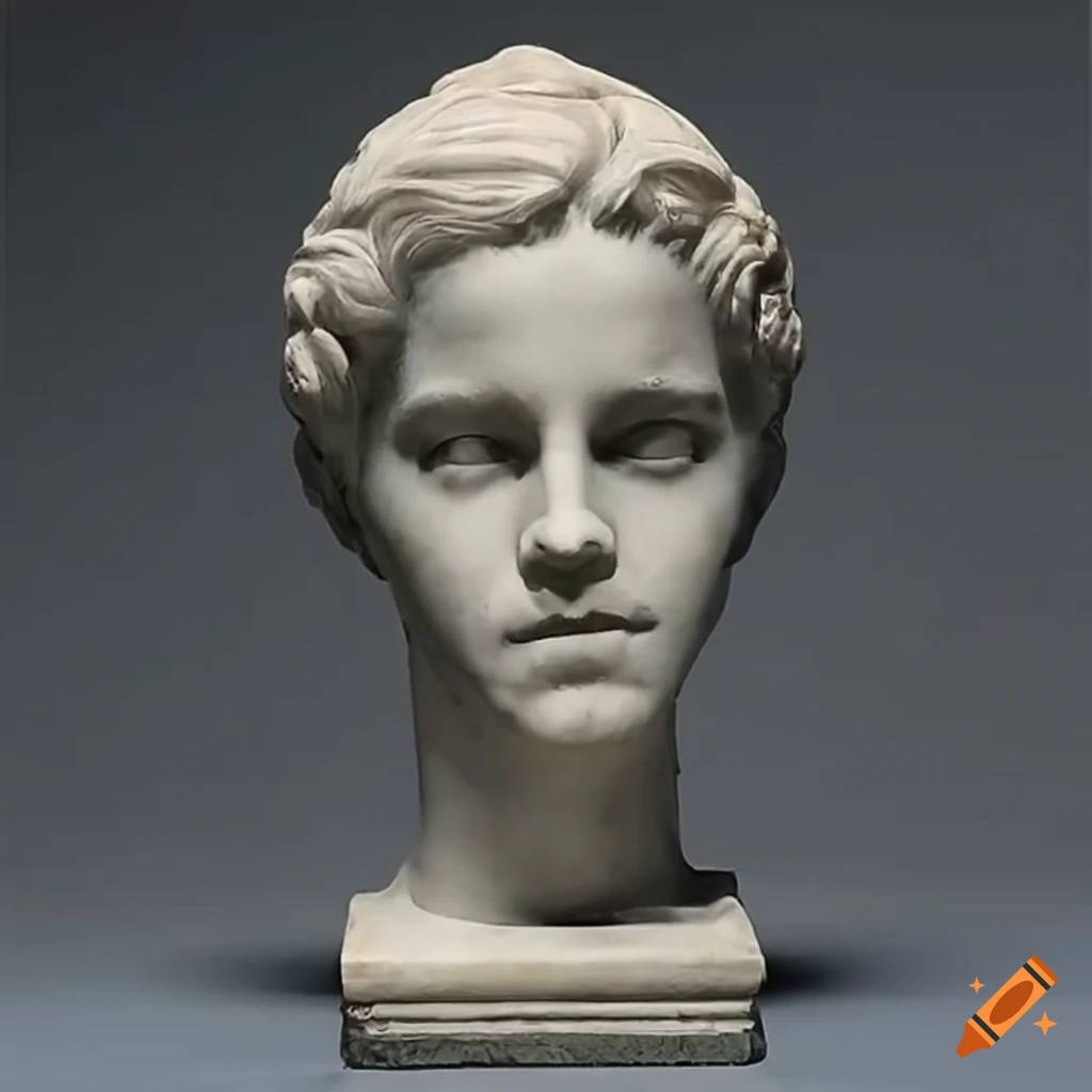 Face of a woman resembling emma watson carved in marble on Craiyon