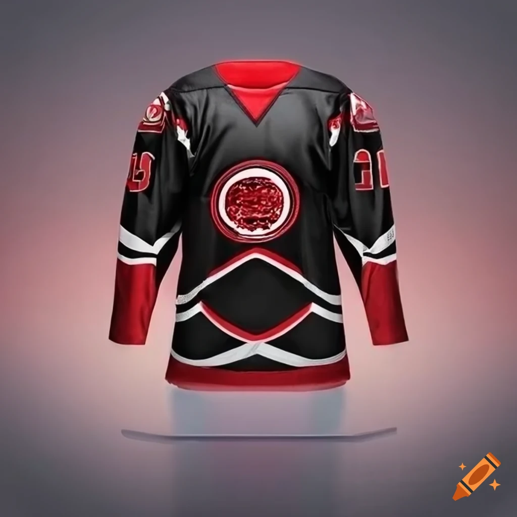 Black and red ice hockey jersey on Craiyon