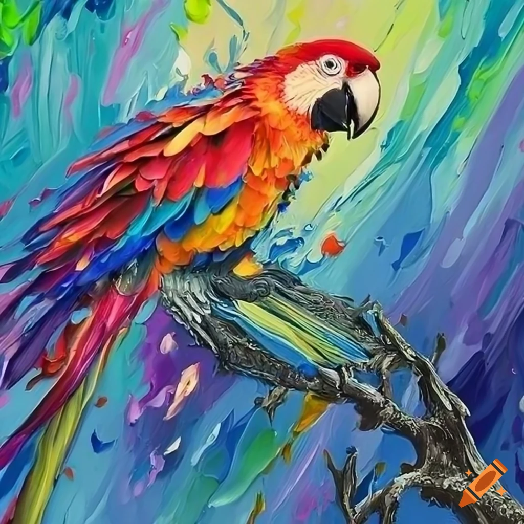 Palette knife painting with vibrant colors and a fluffy texture