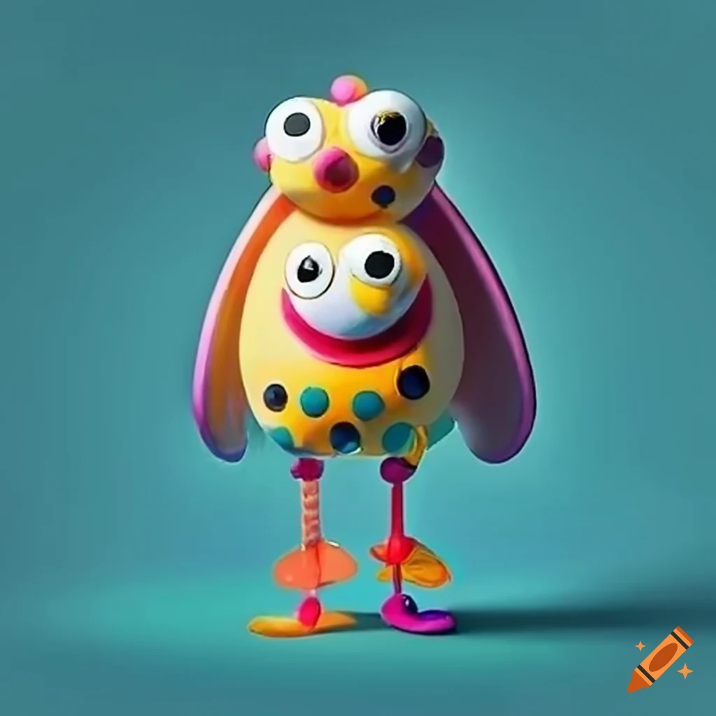 Whimsical round creatures with googly eyes and wobbly limbs in colorful ...