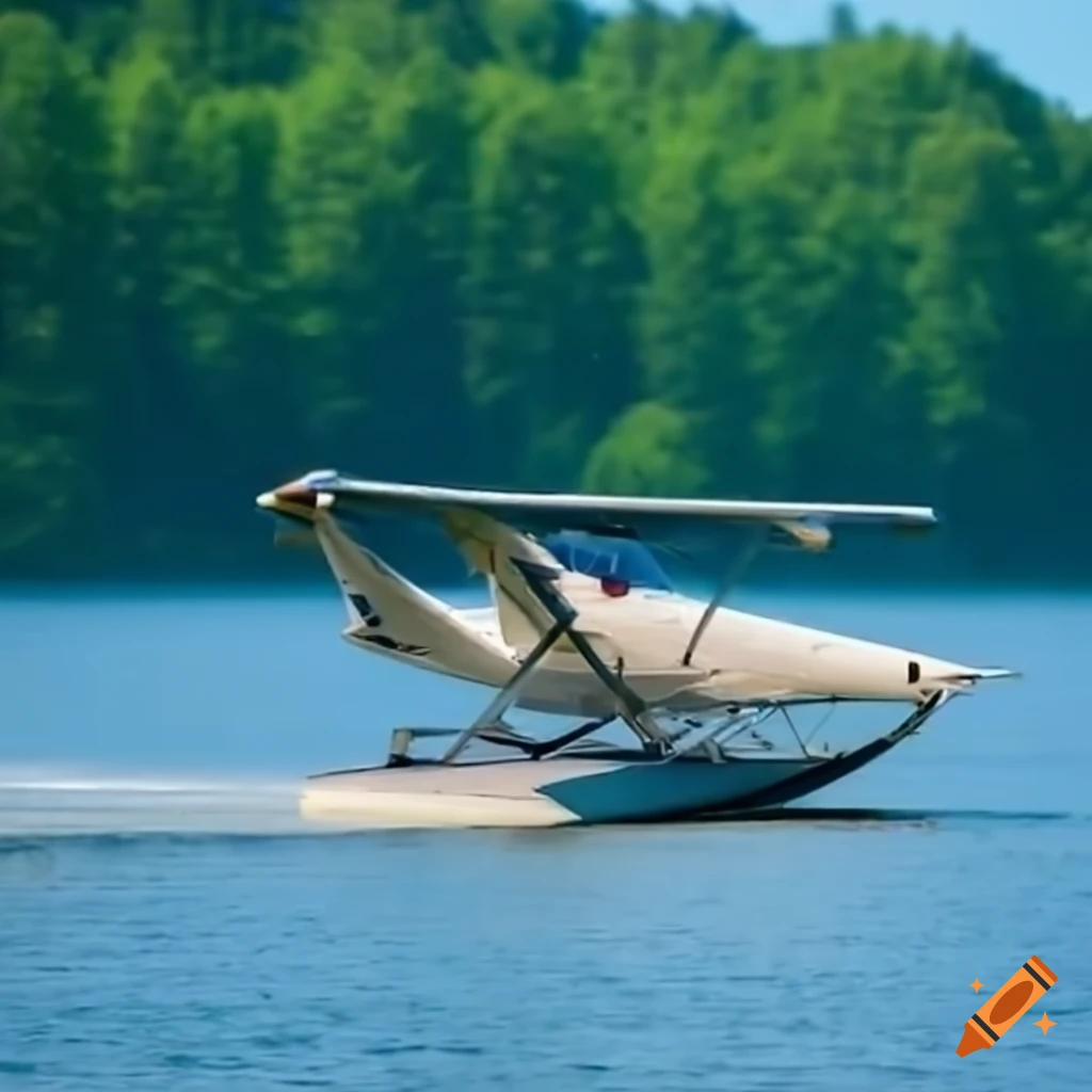 Seaplane landing on a lake