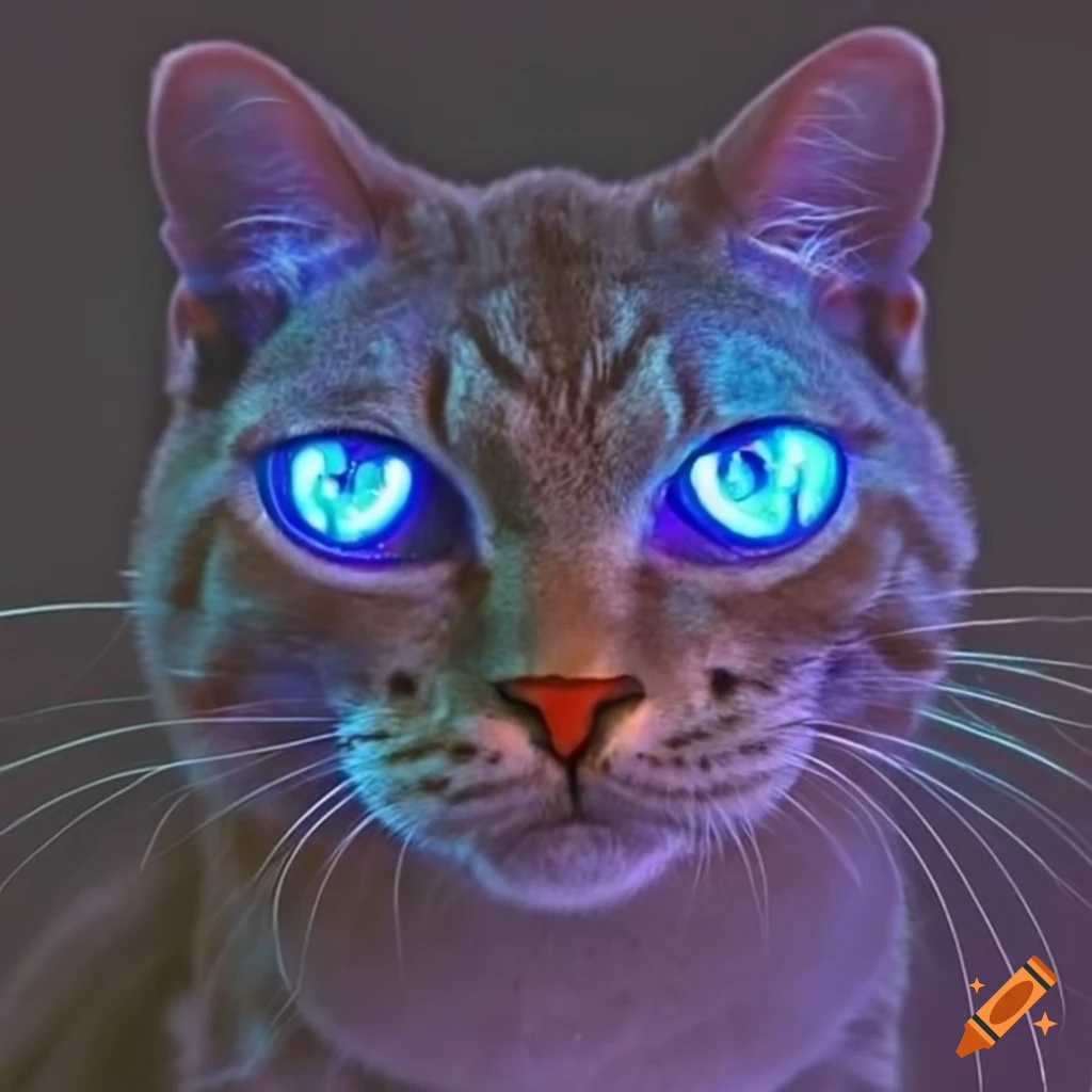 Cats with glowing eyes on Craiyon