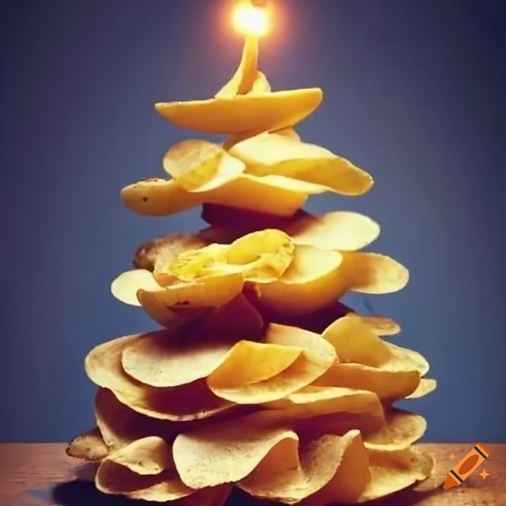 Christmas tree made from potato chips on Craiyon