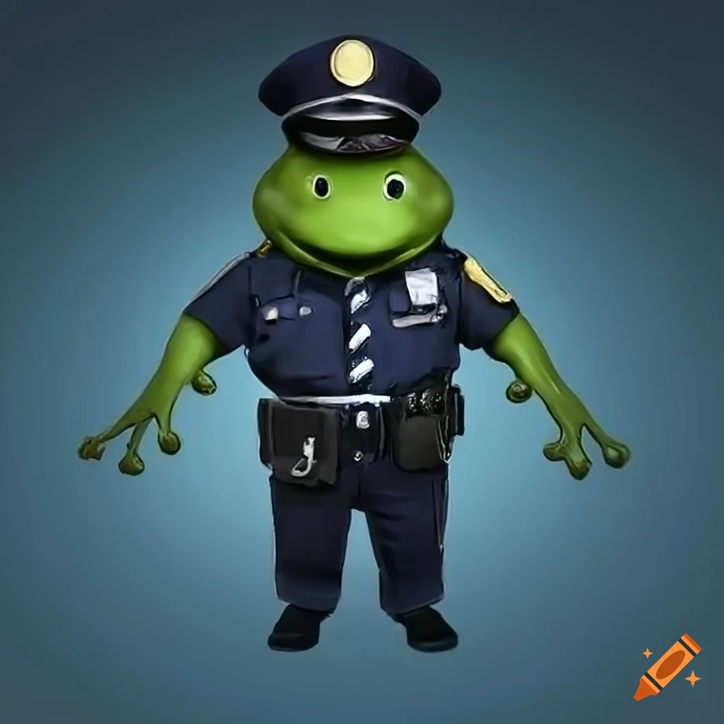 Frog wearing a police uniform