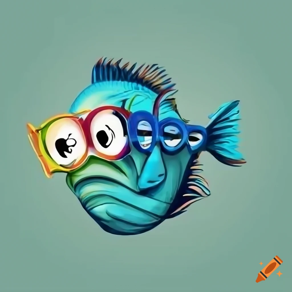 Fish with glasses logo on Craiyon