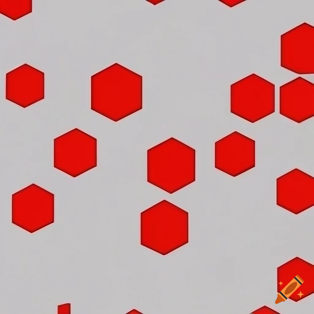 Abstract red hexagonal shapes on a white background