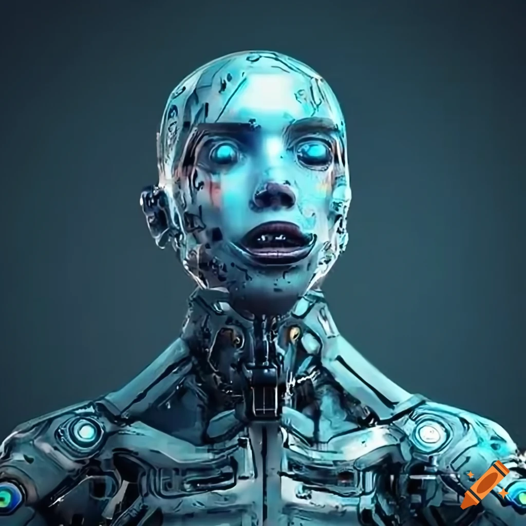 Futuristic male cyborg in an artificial intelligence dystopia
