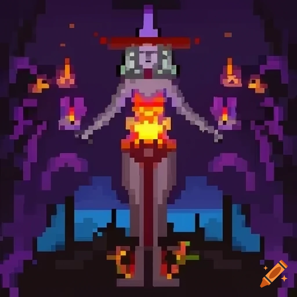 Fire Witch Casting A Spell In Pixel Art Style On Craiyon fire-witch-casting-a-spell-in-pixel-art-style-on-craiyon