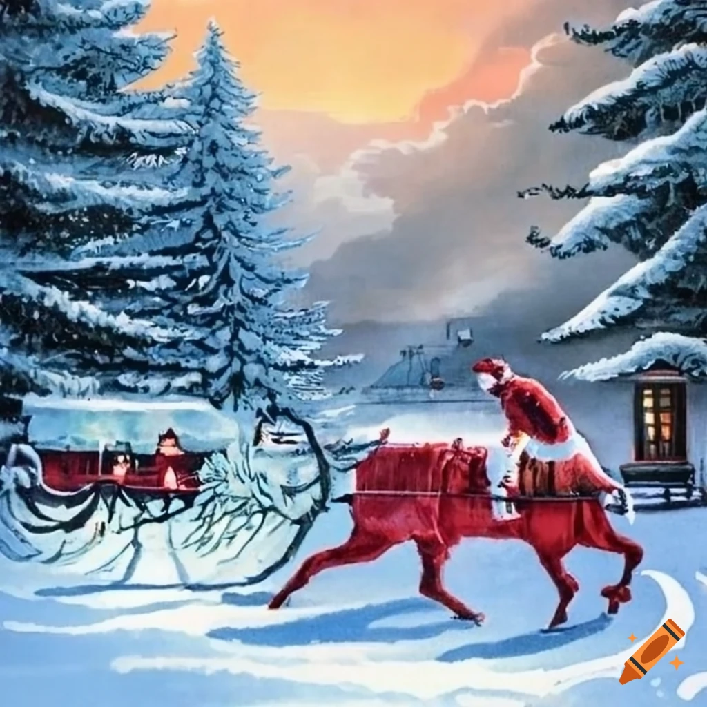 Currier & ives christmas print on Craiyon