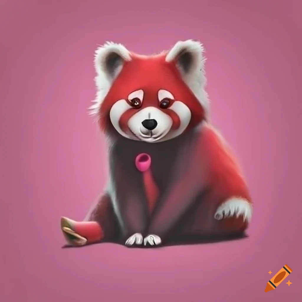 Cute 3d Pink And Red Panda Bear Valentine Character Design With Heart Markings 