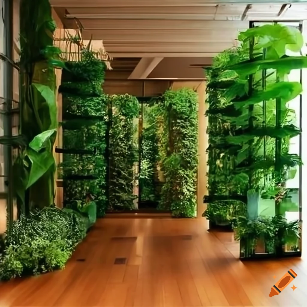Office plants atrium reception hall vertical greening stylish