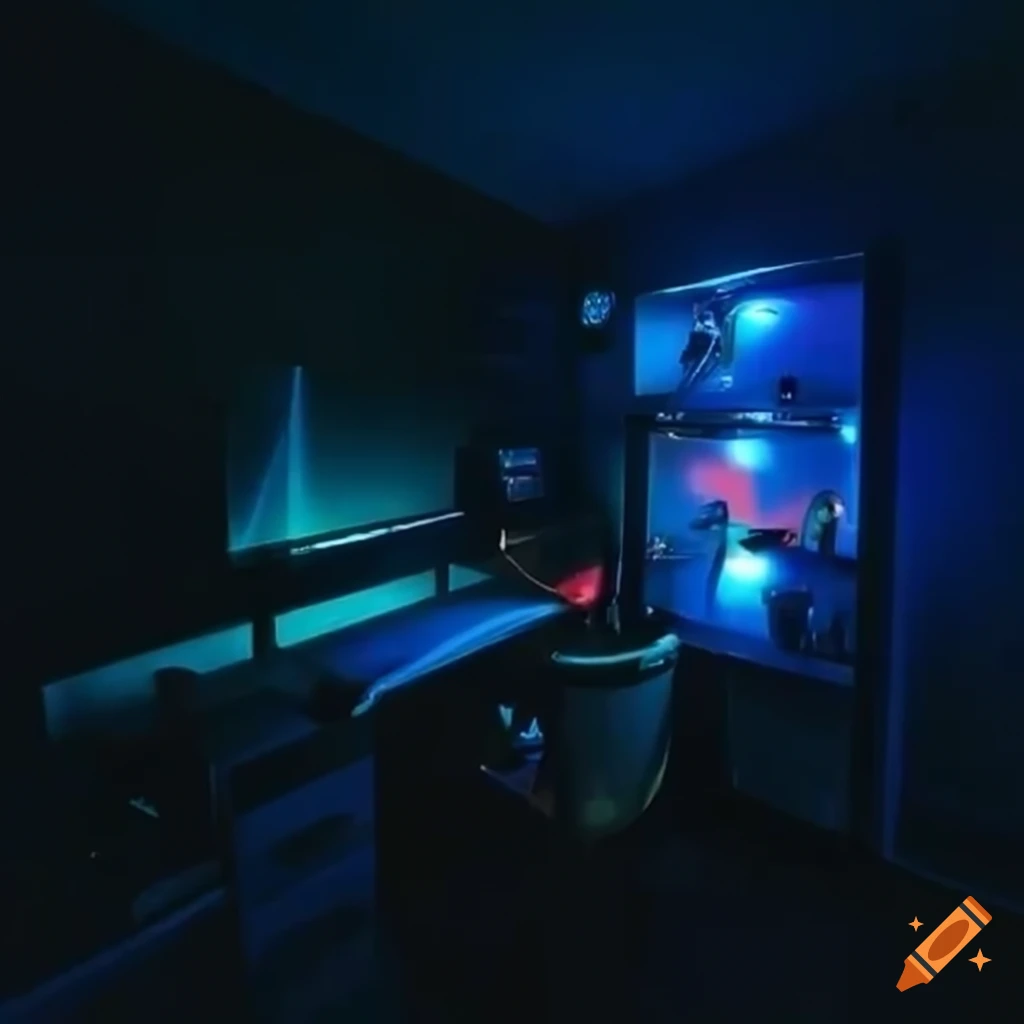 Gaming setup concealed inside a wardrobe