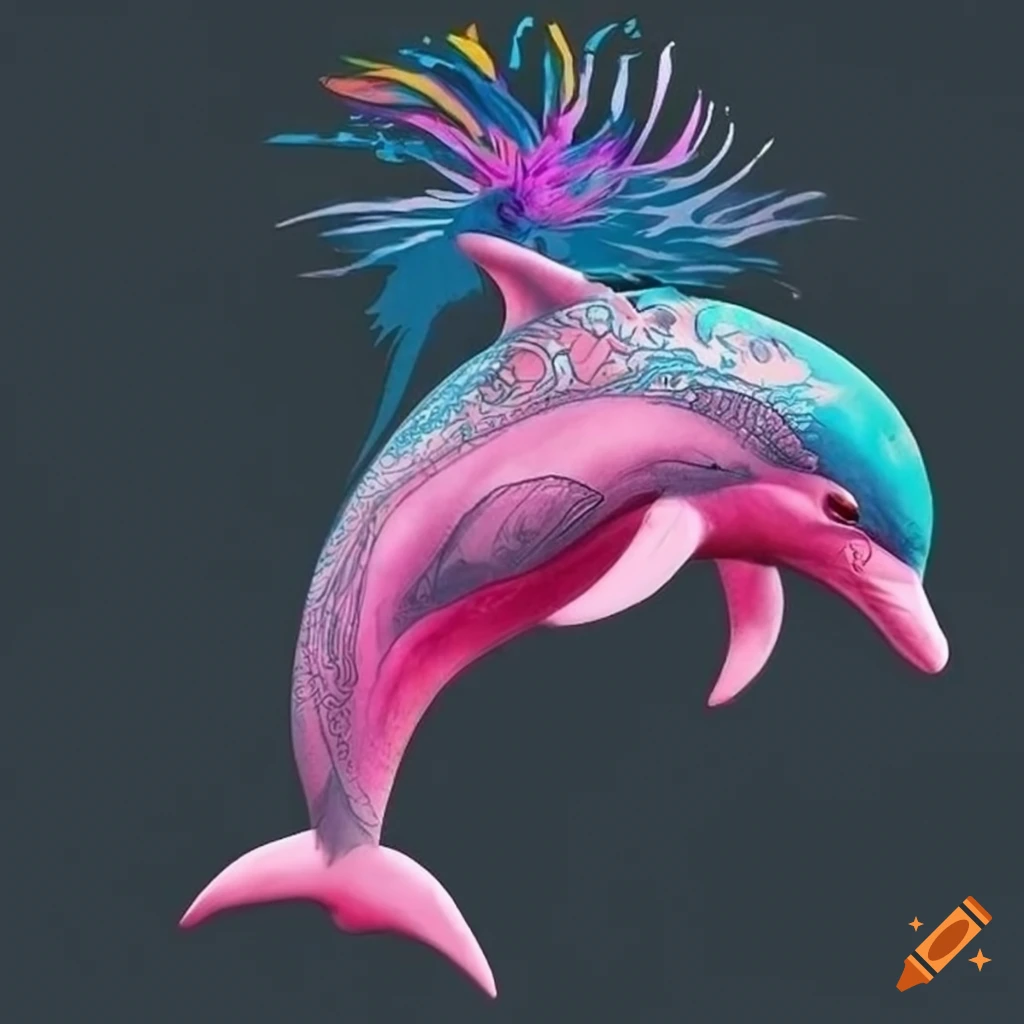 Majestic dolphin with punk style and colorful clothing