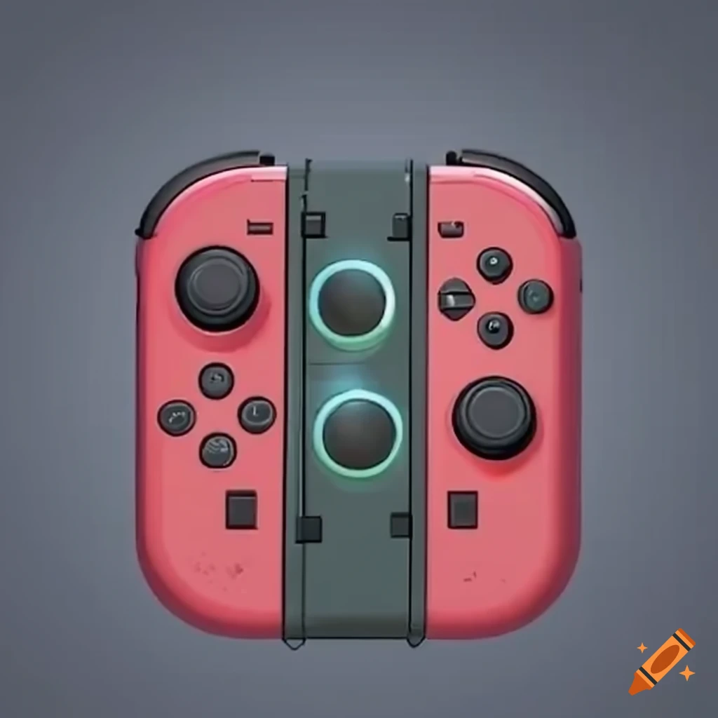 Nintendo switch joy con controller in red with plants vs zombies art style