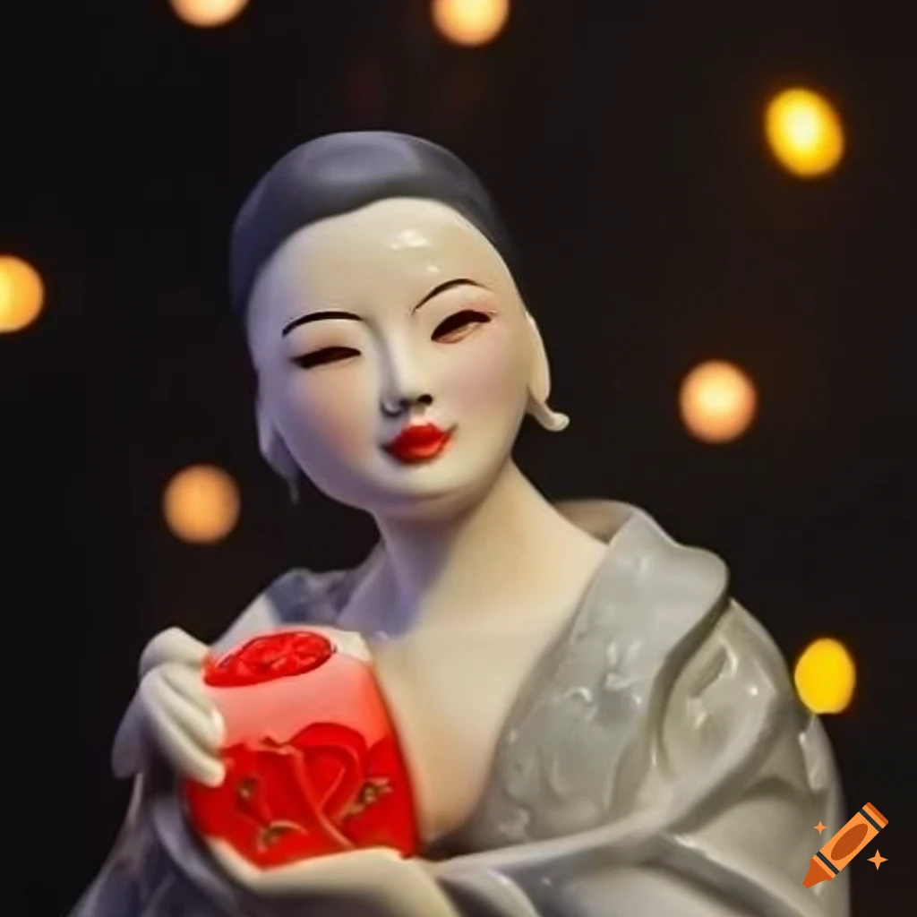 Chinese ceramic figurine of fortune teller surrounded by floating