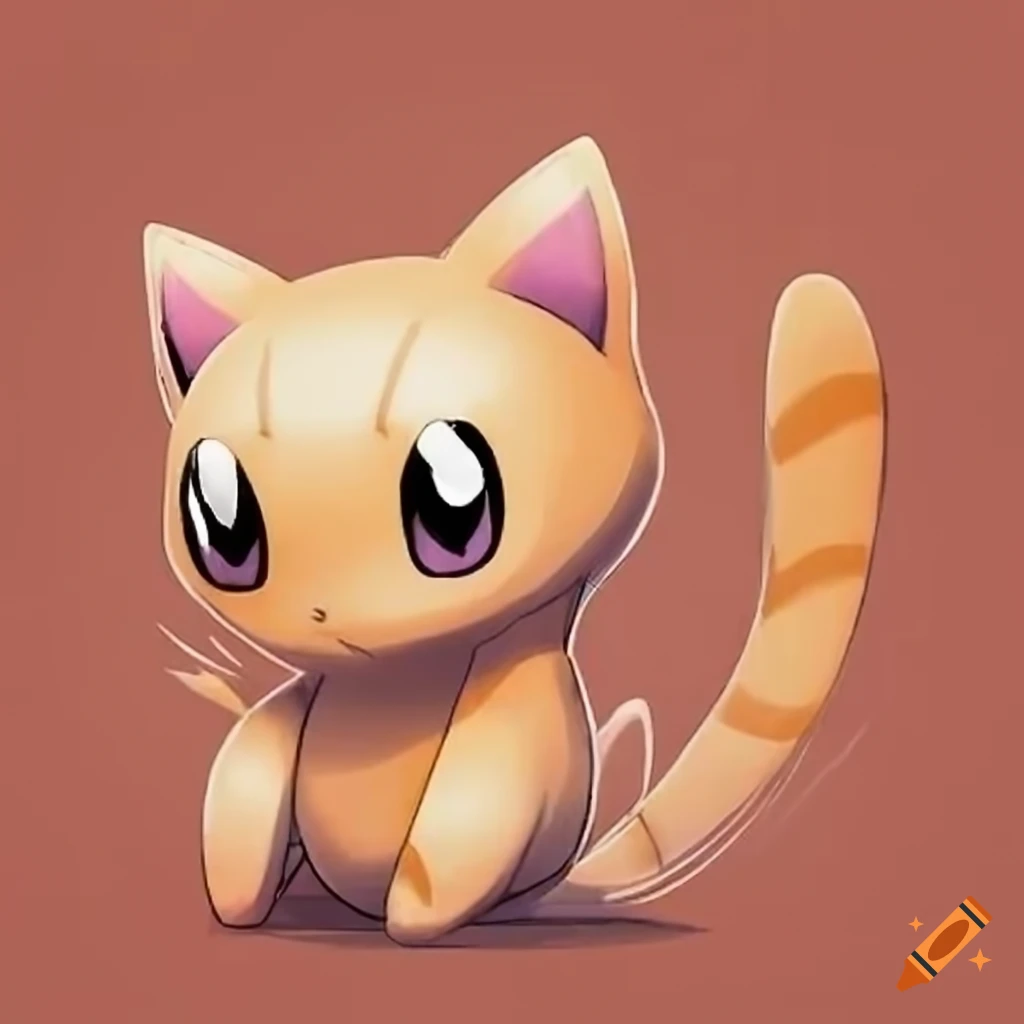 Orange tabby cat in pokemon style similar to mew