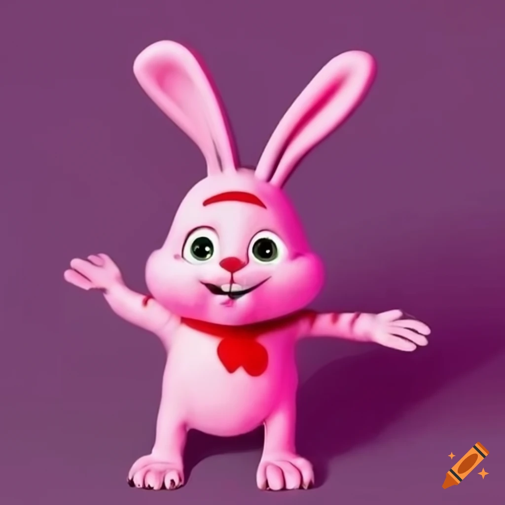 Cute 3d Pink And Red Valentine Rabbit Character With Heart Markings On Craiyon 