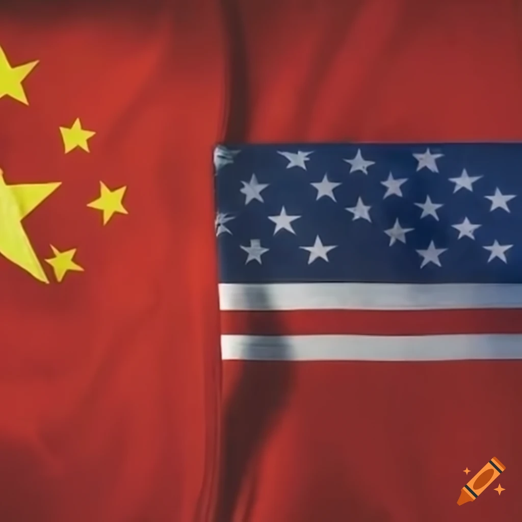 Blend of chinese and american flags
