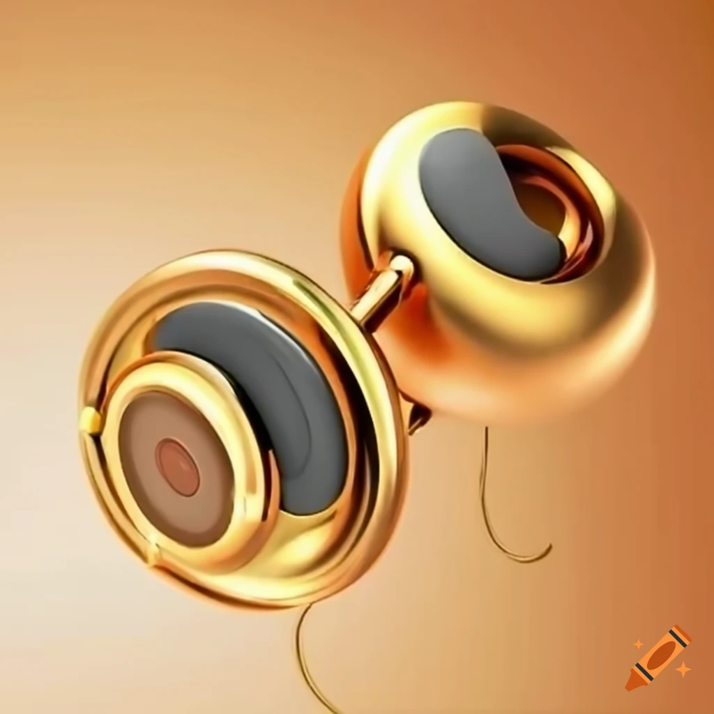 Golden earring with bluetooth speaker on the clasp on Craiyon