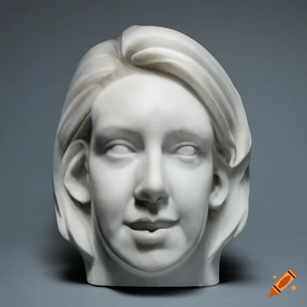 Sculpture of elizabeth holmes by h.r giger with a distinctive white