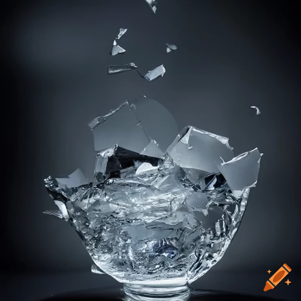 Shattered glass bowl into a thousand pieces