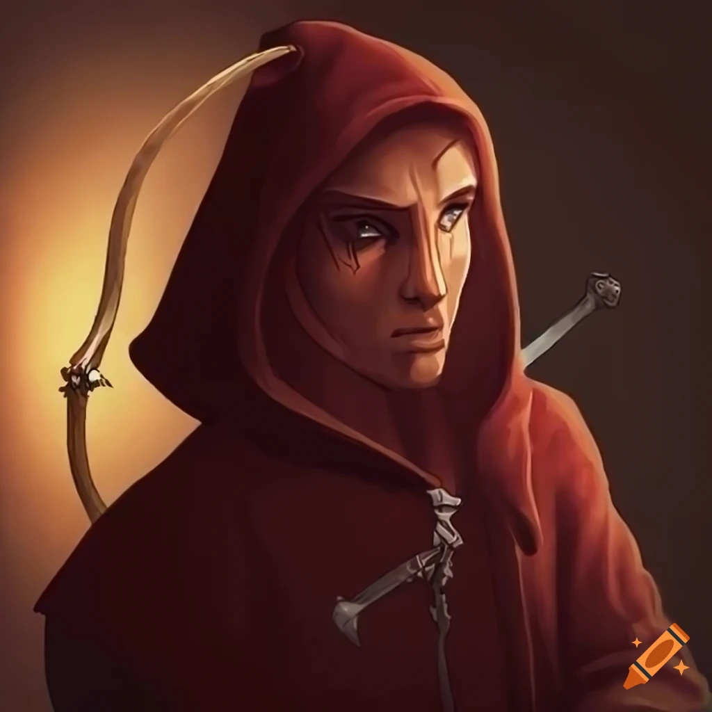 Elf in a hoodie using rapier and shortbow in a dnd setting