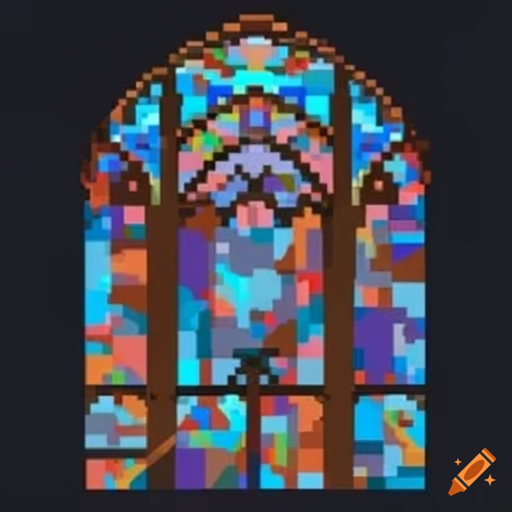 Pixel art of cathedral stained glass