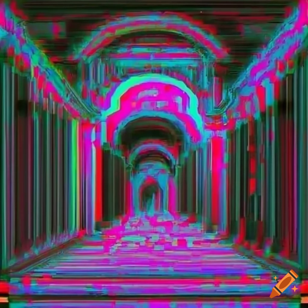 Digital decay glitch art with retro aesthetic