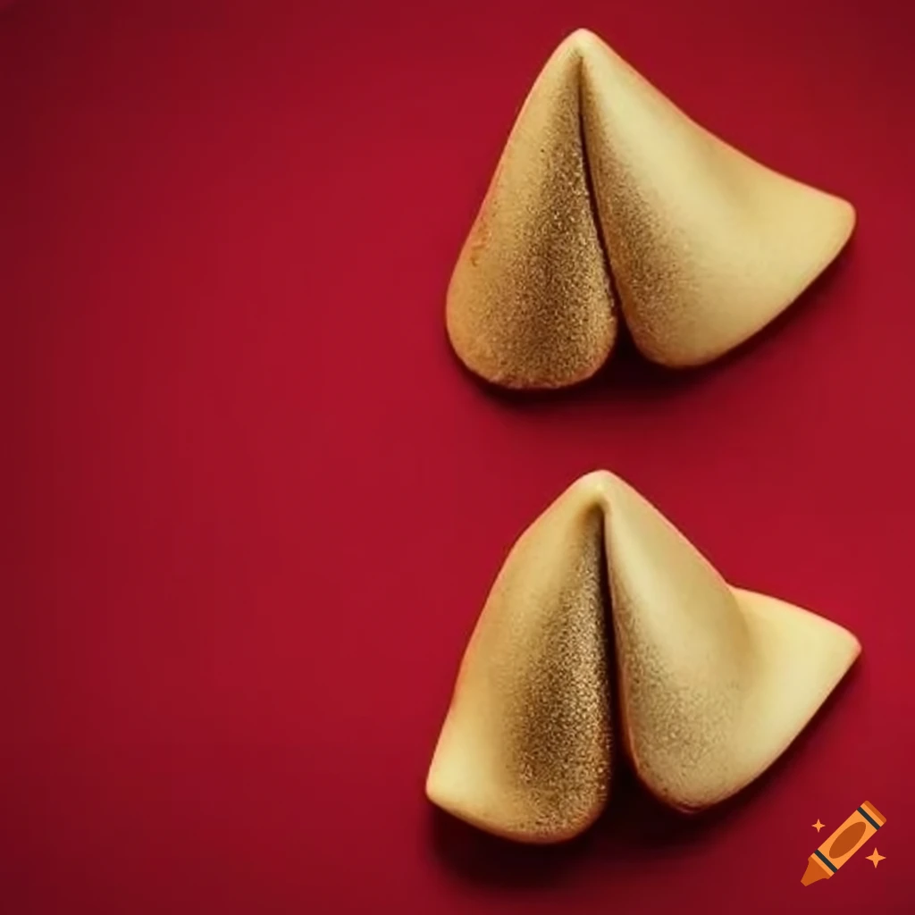 Lucky fortune cookie on red and gold background