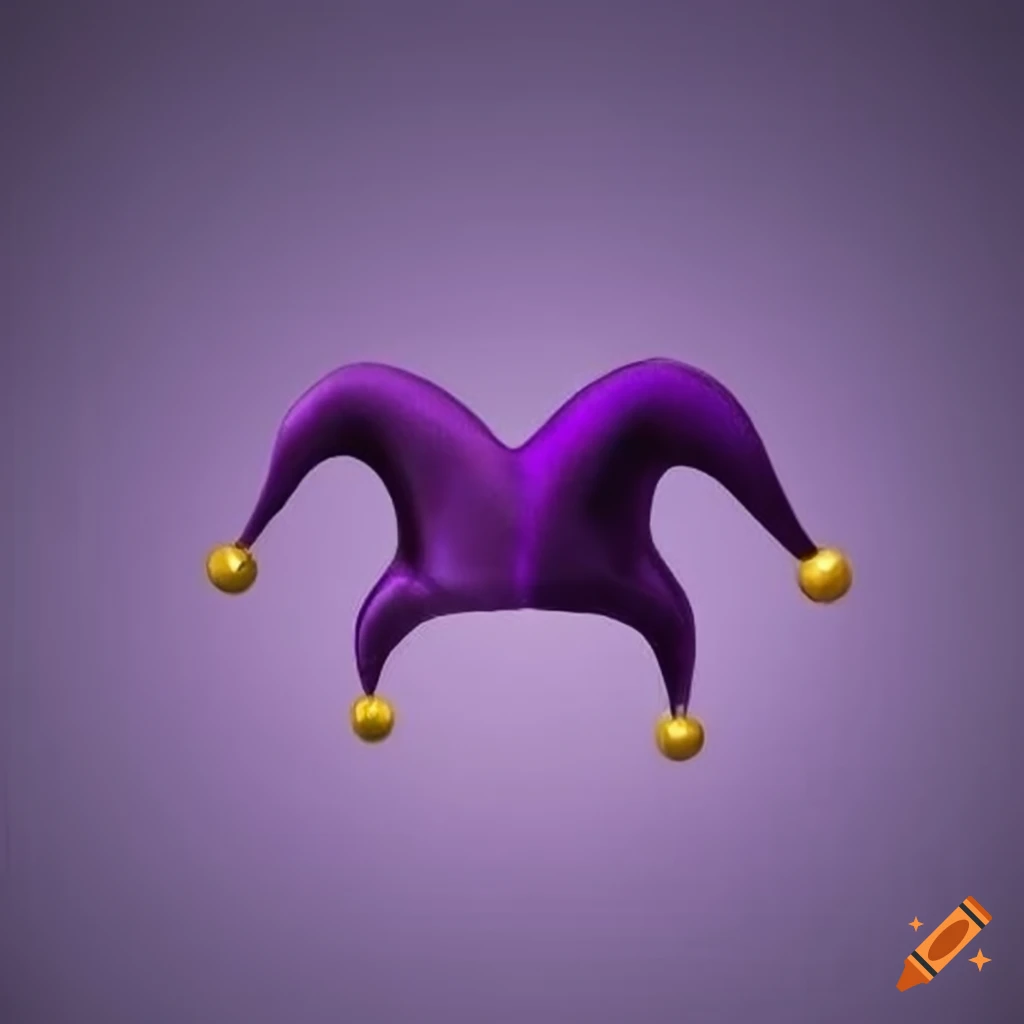 Purple jester hat viewed from the front on Craiyon